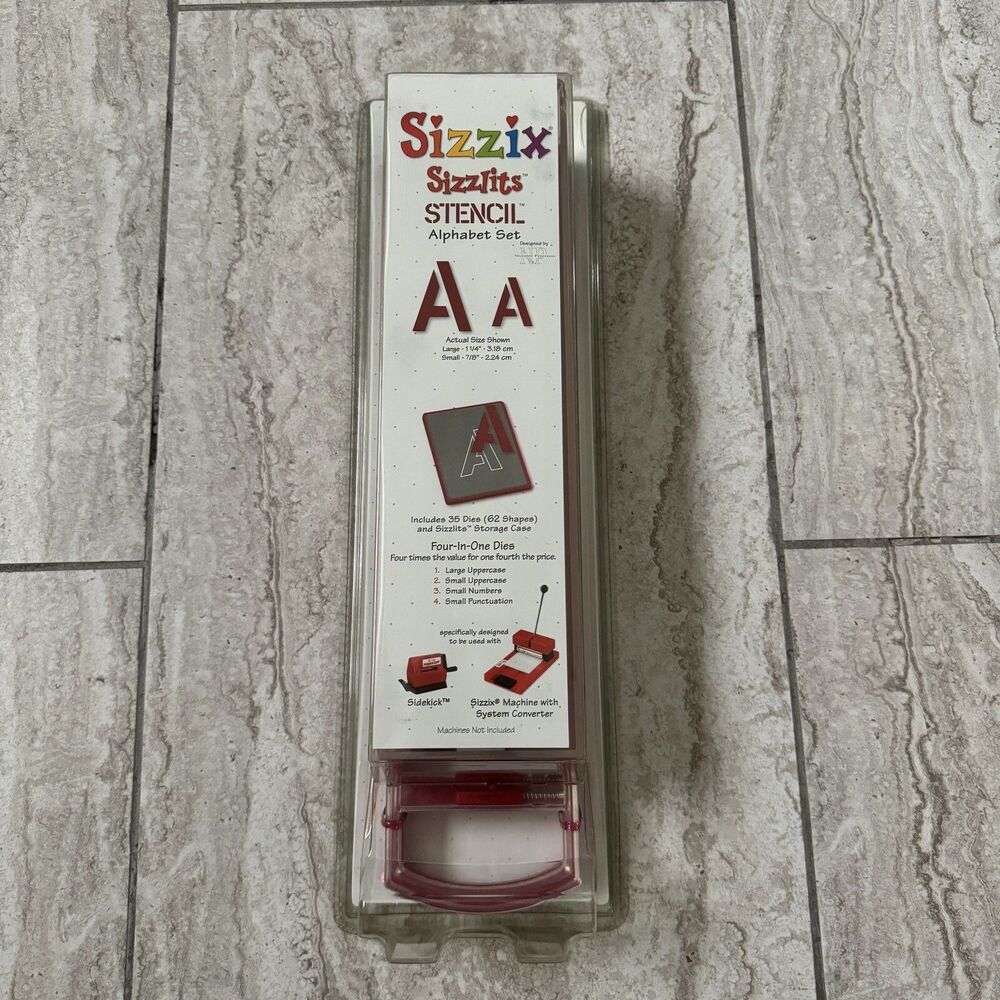 SIZZIX Sizzlits Stencil ALPHABET SET W/ Case 38-9732 New/Sealed Scrapbooking